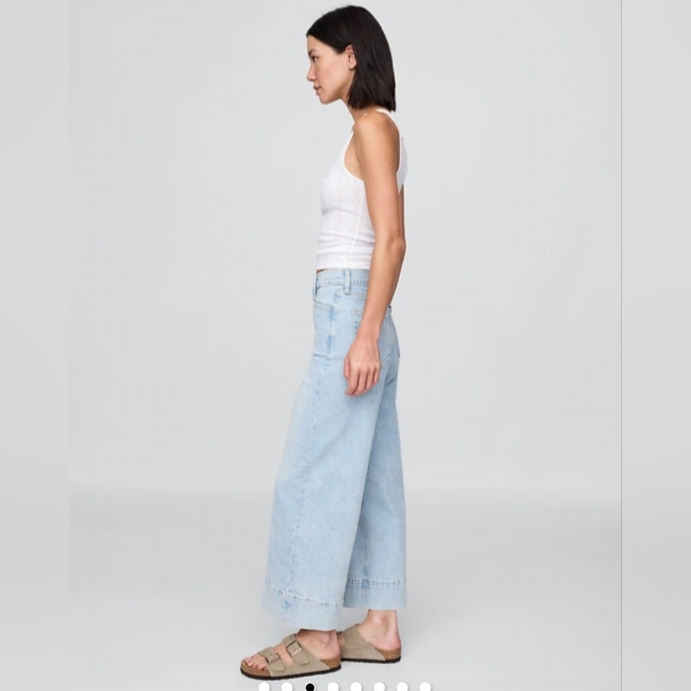 Gap Wide Leg High Rise Stride Ankle Light Denim Jeans 27/4P - Picture 4 of 9